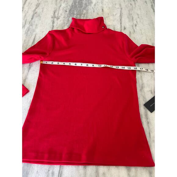 Tommy Hilfiger Red Turtleneck Top Size Small Long Sleeve NWT Basic Minimalist - Picture 7 of 8